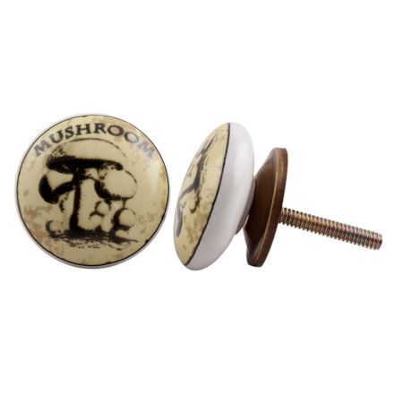 Mushroom Flat Ceramic Dresser Knob